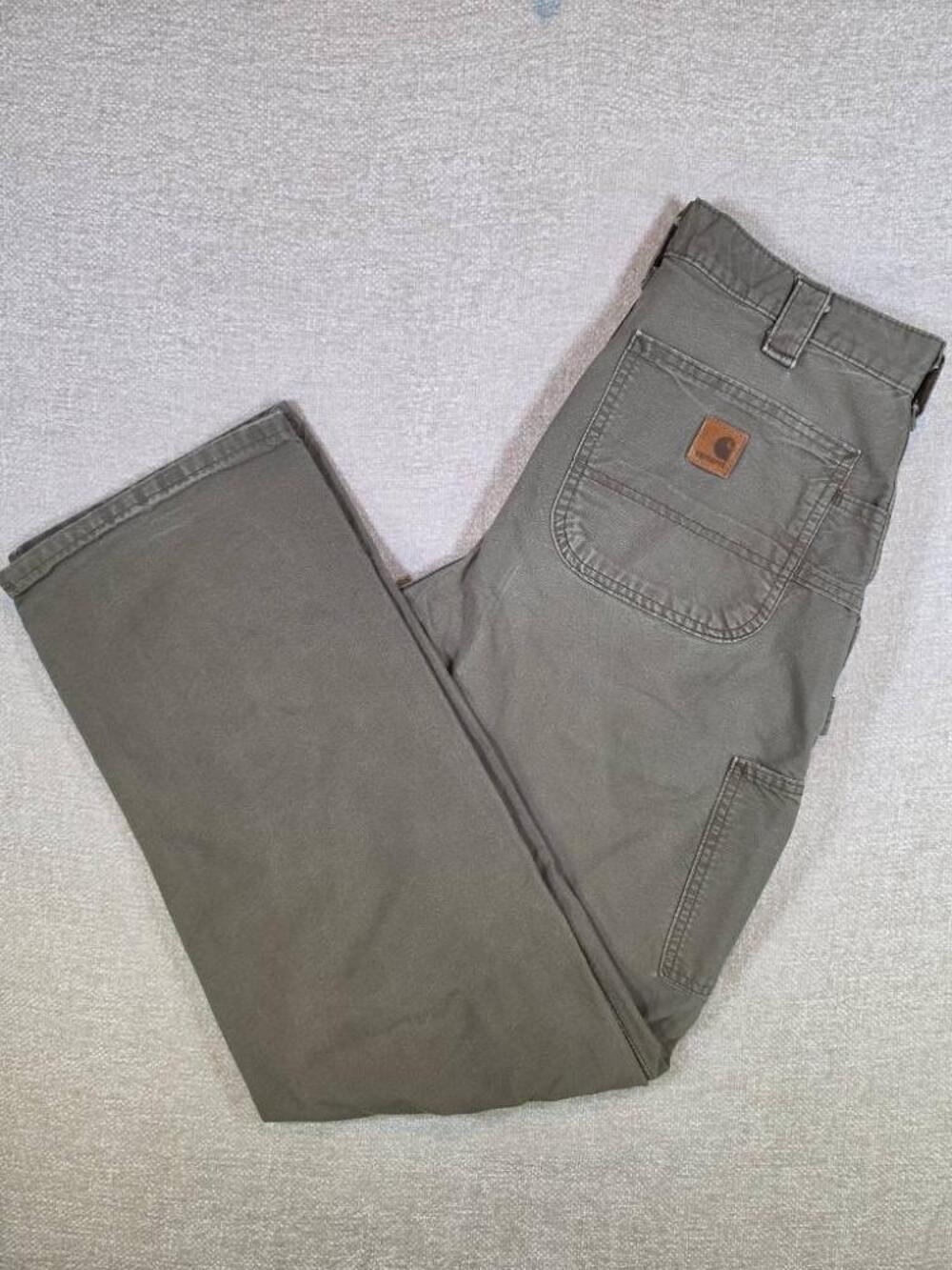 Carhartt B151 LBR Canvas Carpenter Pants Light Brown Dungaree Men Size 33x34